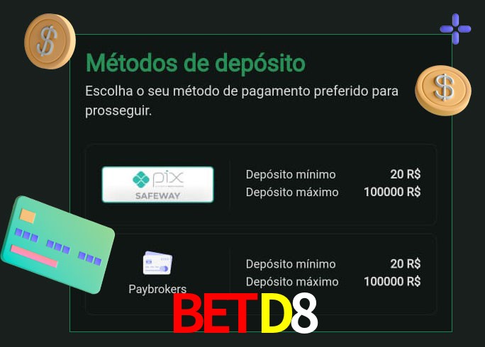 O cassino BETD8 oferece uma grande variedade de métodos de pagamento